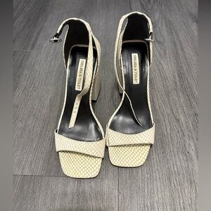 Chelsea & Violet Textured Cream Heels